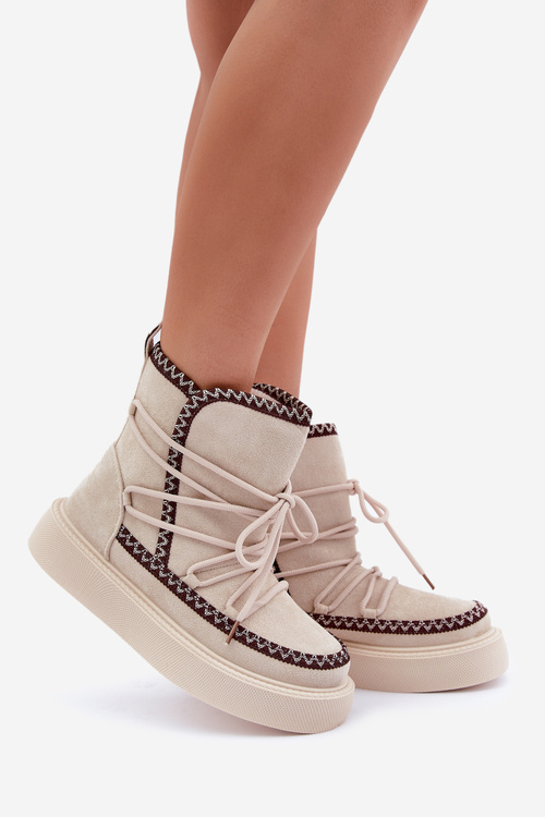 Жіночі Снігоступи З Вишивкою На Платформі Світло-бежеві Налеріс
