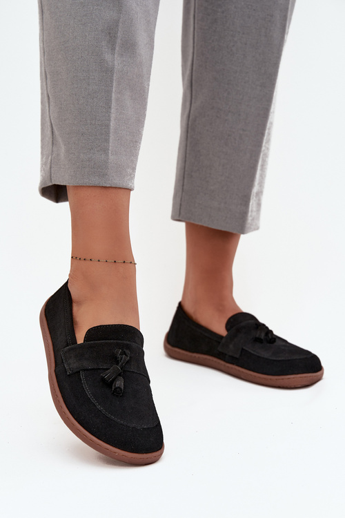 Шкіряні замшеві мокасини типу barefoot Zazoo 322 чорні