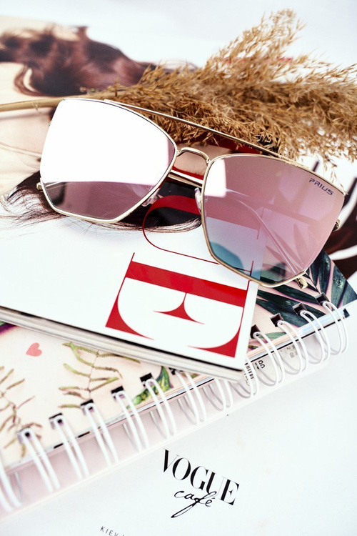 Жіночі сонцезахисні окуляри Prius PRE-38P Gold Pink Mirror