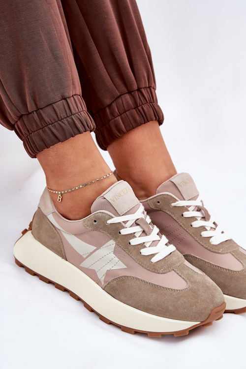 Жіночі Спортивні Черевики З Замші На Платформі Vinceza 66720 Бежеві