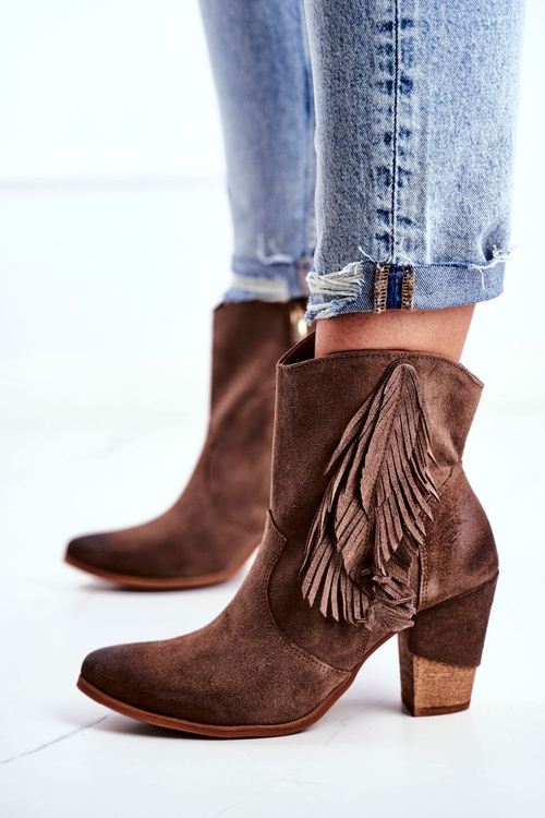 Жіночі чоботи на високому каблуці шкіряні Cappuccino Quintana