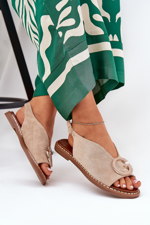 Плоскі Сандалі З Декором Бежеві Haliones