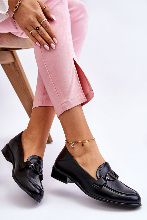 Шкіряні лофери на плоскій підошві Black Marra