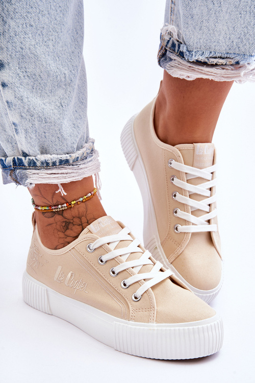Зручні кросівки на платформі Lee Cooper LCW-23-31-1808L Бежеві