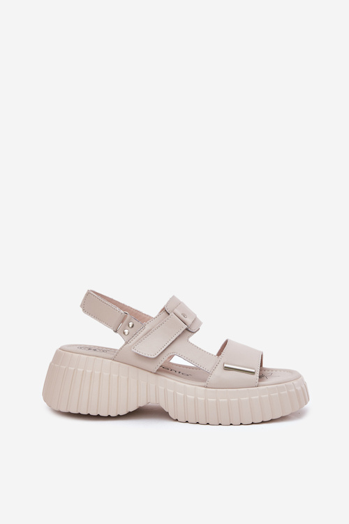 Шкіряні Жіночі Сандалі На Платформі Бежеві Мертелла
