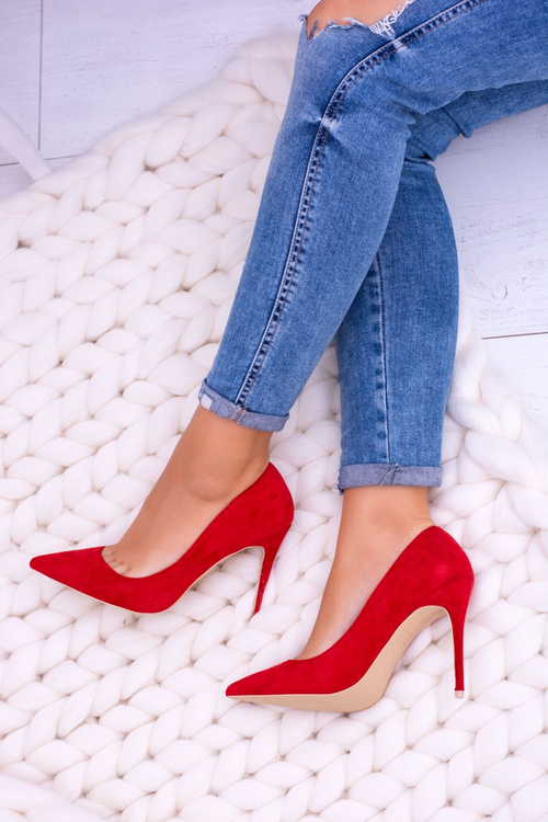 Жіночі червоні замшеві туфлі на шпильці Lu Boo із загостреним кольором