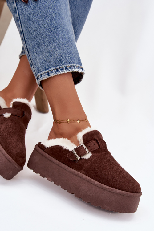 Жіночі Снігові Черевики З Мехом Та Пряжкою На Платформі Шоколадні Jessina