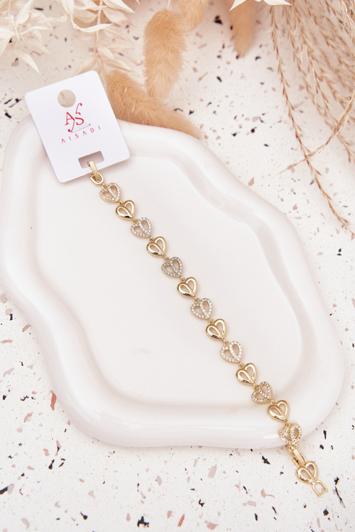 Браслет з хірургічної сталі з цирконіями золота