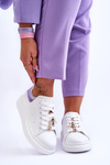 Жіноче спортивне взуття на масивній платформі біло-фіолетового кольору Chante