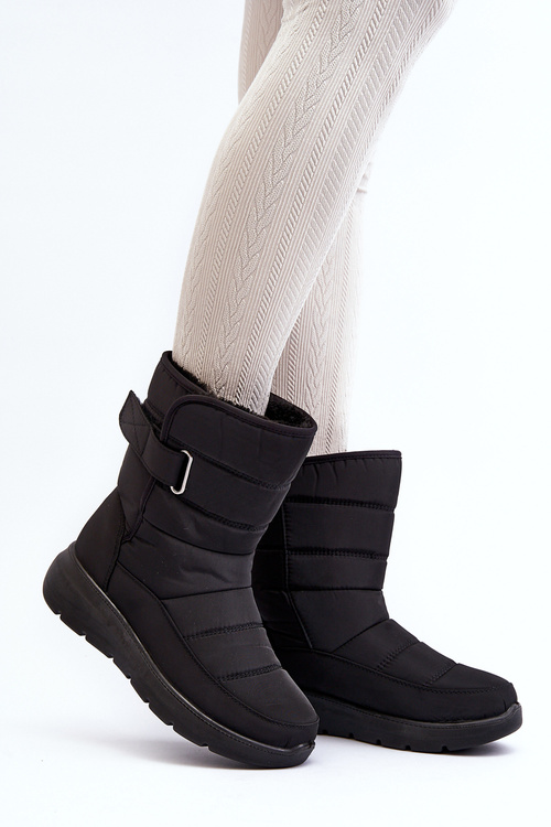 Жіночі утеплені зимові черевики на липучках, чорні Jawora