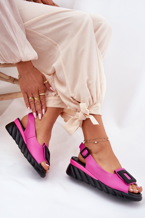 Шкіряні Жіночі Сандалі На Платформі З Декором Artiker 56C1571 Фуксія