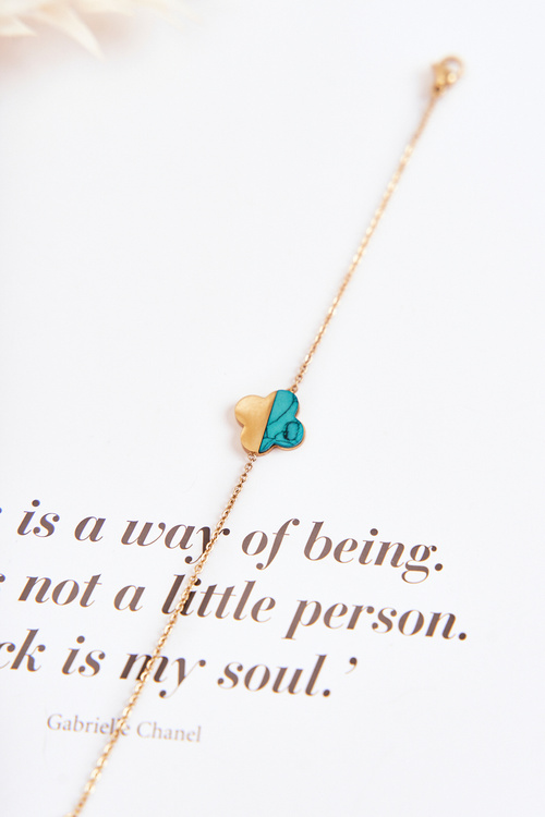 Браслет-ланцюжок з конюшиною золотисто-зелений