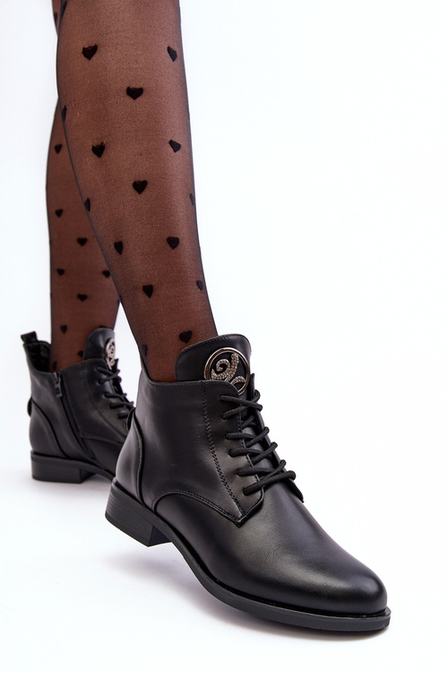 Шкіряні жіночі напівчоботи з декором Black Attiame