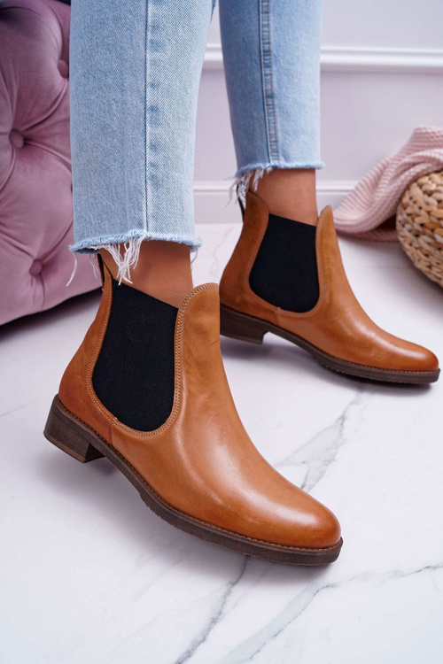 Жіночі шкіряні черевики Maciejka Camel 04359
