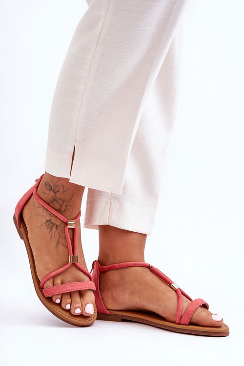 Жіночі босоніжки на плоскій підошві з блискавкою Coral Jullie