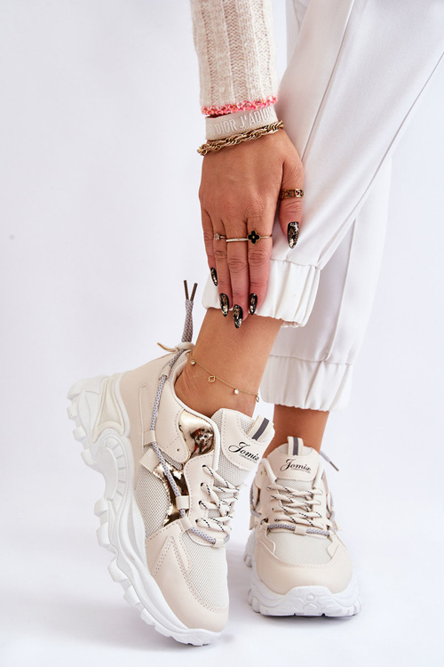 Жіноче спортивне взуття на платформі бежеві Minea