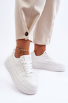 Жіноче шкіряне спортивне взуття на масивній платформі білого кольору Belisso