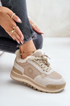 Жіночі утеплені кросівки на платформі Big Star OO274A214 бежевого кольору