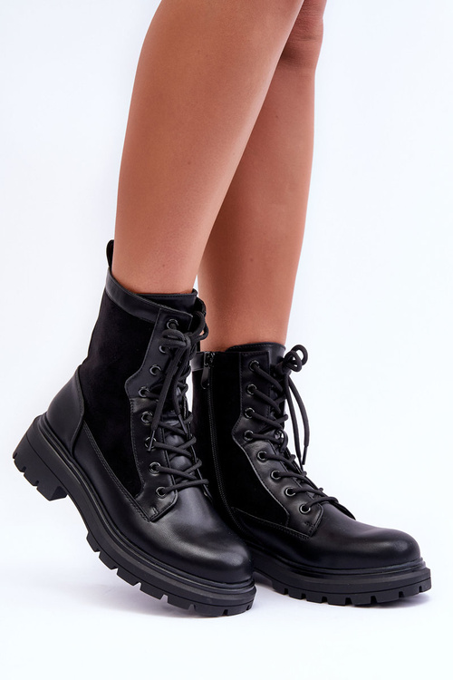 Жіночі шкіряні ботильйони чорного кольору Faustina