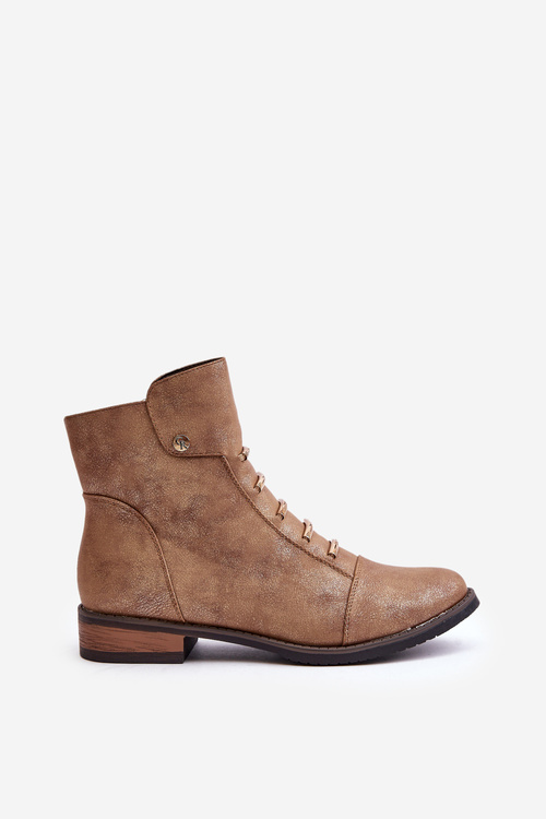 Теплі жіночі ботильйони на плоскому каблуці Gold Labise