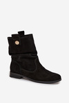 Шкіряні замшеві жіночі ботильйони з зібраннями ізоляція Zazoo 4210 Чорні