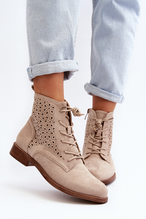 S.Barski HY66-136 Жіночі ботильйони з малюнком світло-бежеві