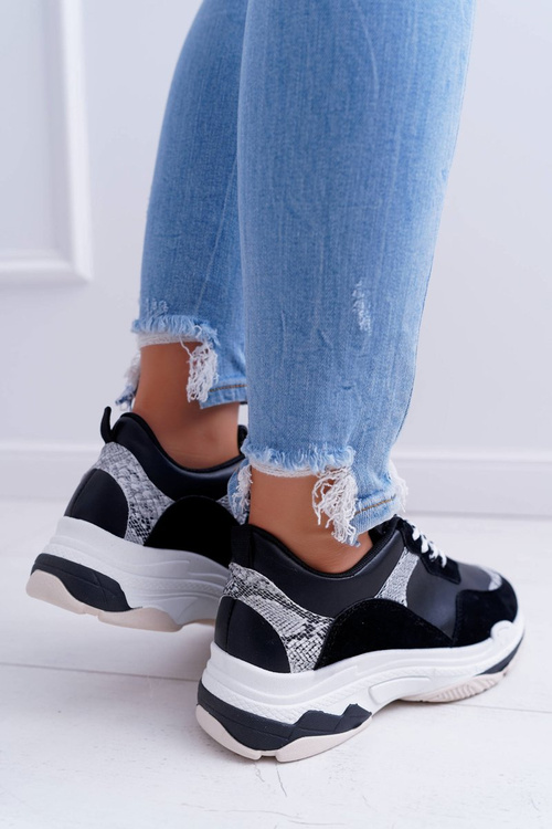 Спортивні жіночі туфлі на товстій підошві Чорні Remember