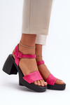 Zazoo 40386 Жіночі шкіряні босоніжки на підборах кольору фуксії