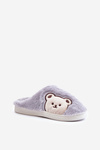 Жіночі хутряні тапочки з ведмедиком сірі Fiorinella