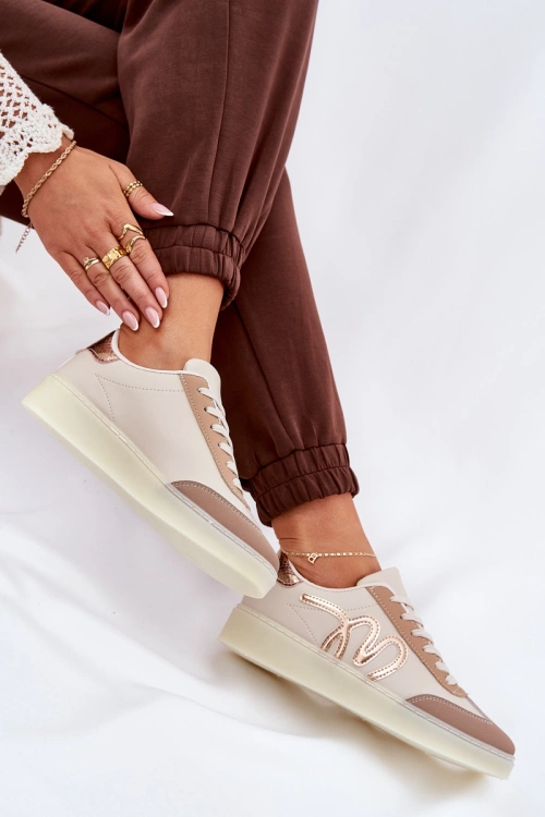 Низьке Жіноче Спортивне Взуття З Еко Шкіри Бежеві Iladira