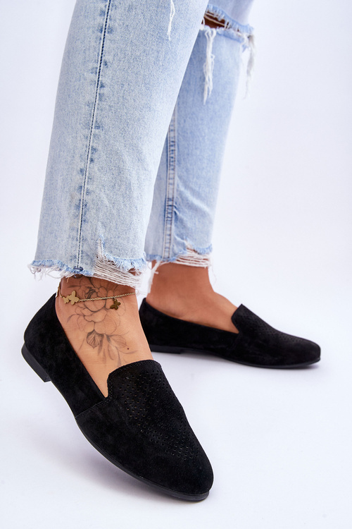 Замшеві зручні лофери чорні Giovana