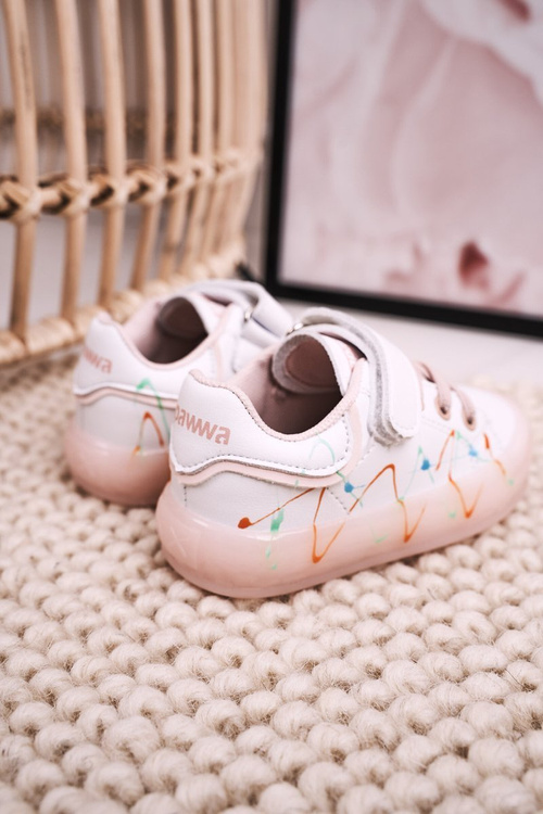 Дитяче спортивне взуття на світлодіодній підошві Біло-Рожеве Диско