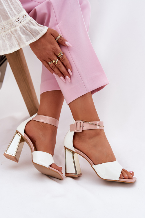 Лаковані Жіночі Сандалі На Каблуку Vinceza 20266 Білі