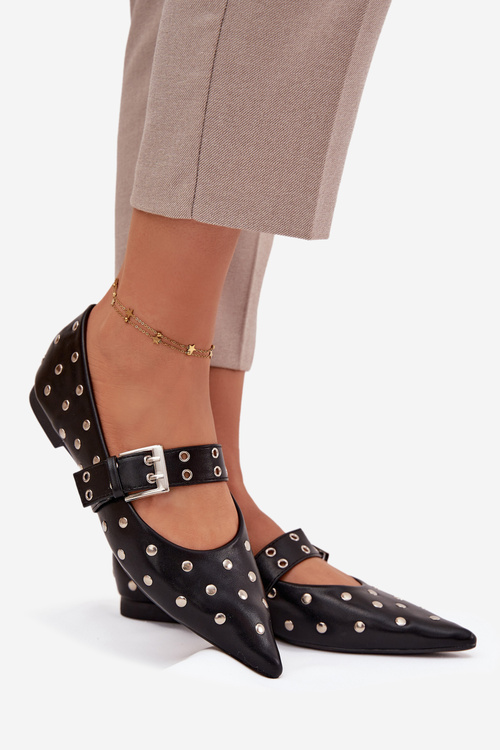 Балеринки еко-шкіряні чорні Arlenne