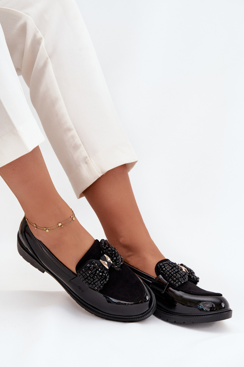 Лаковані Жіночі Мокасини З Бантом S.Barski HY51-319 Чорні