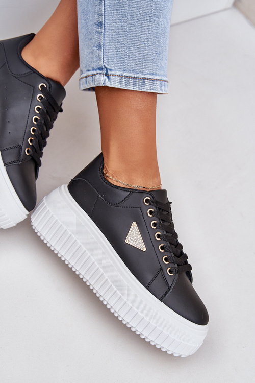 Стильні кросівки на масивній платформі чорнобілі Vallexia