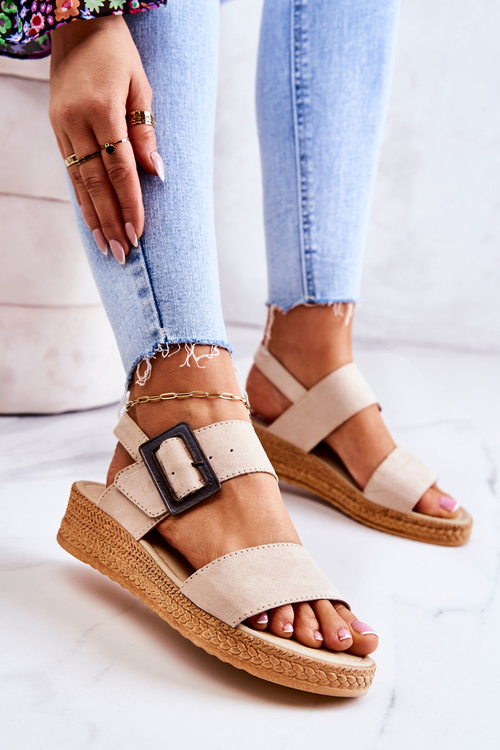 Жіночі замшеві босоніжки Big Star JJ276032 Бежеві