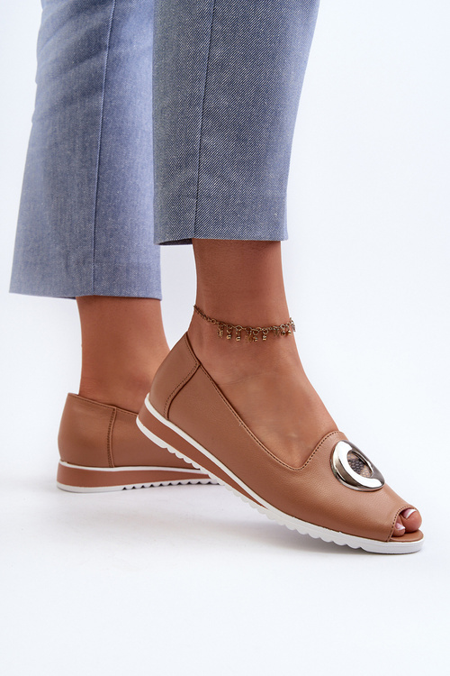 Жіночі кортове взуття з декором з екошкіри темно-бежевий Біоліта