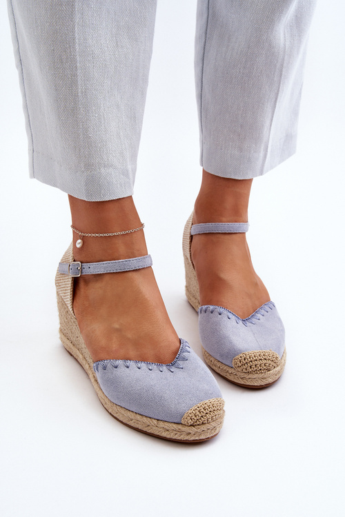 Замшеві босоніжки еспадрільї на танкетці з плетеними деталями Blue Raylin