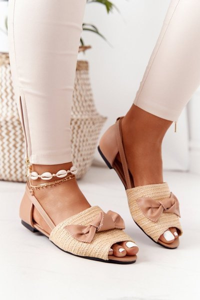Плоскі плетені сандалі Lu Boo Beige