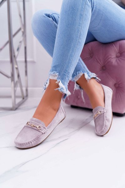 Жіночі легкі мокасини з еко-замші бузково-рожеві Think