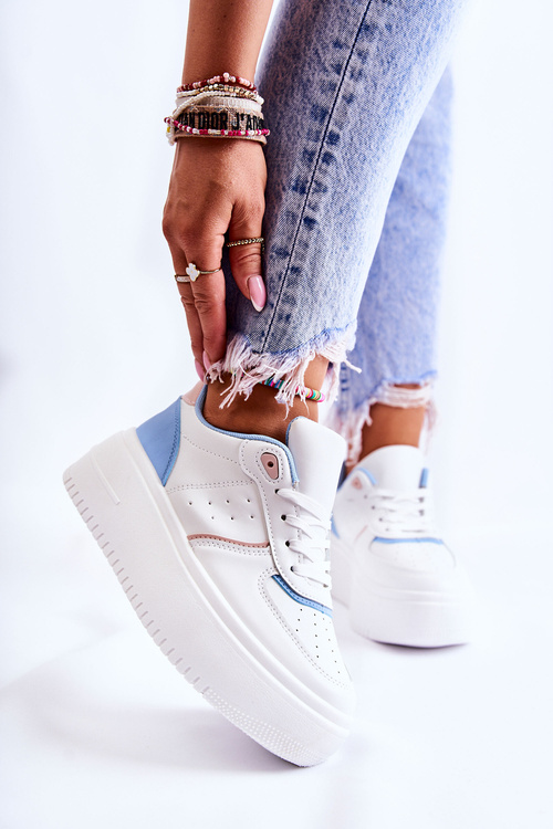 Жіноче спортивне взуття на зав'язках Кросівки біло-сині Manila