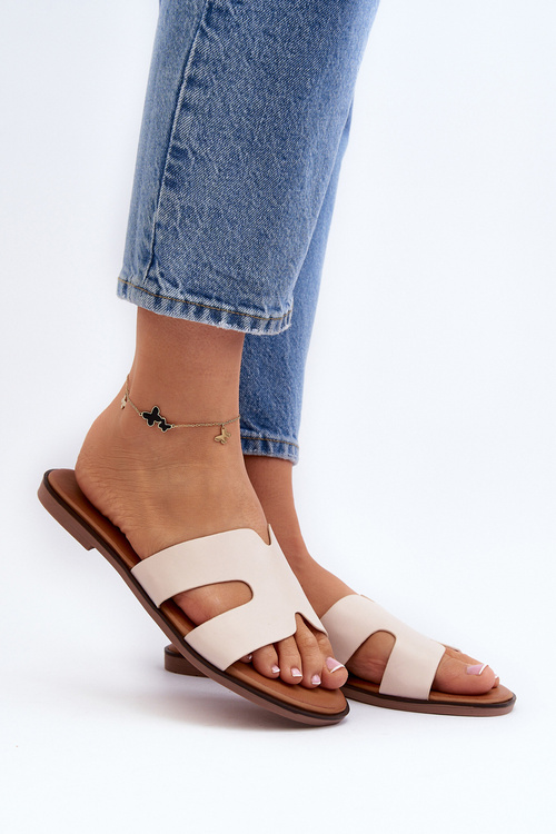 Жіночі бежеві тапочки з вирізом Lumossa