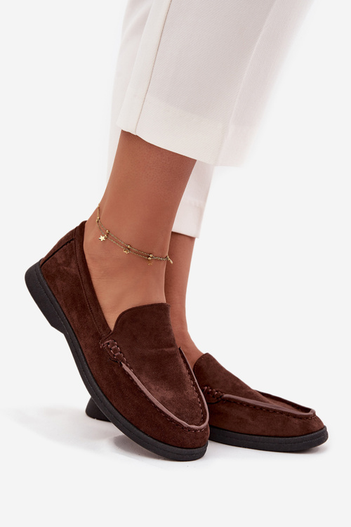 Жіночі мокасини з еко замші шоколадні Tynara