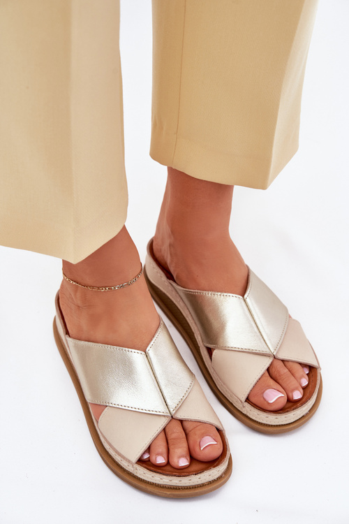 Шкіряні Жіночі Сандалі На Платформі Maciejka L4986-37 Бежево-Золоті