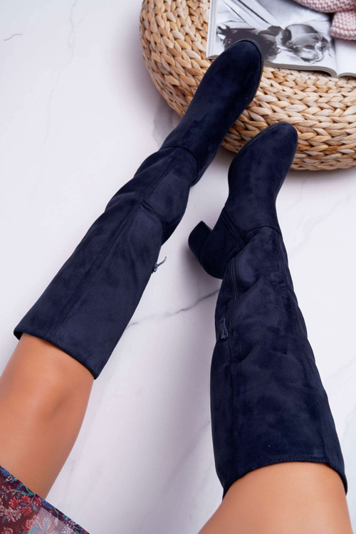 Жіночі замшеві чоботи темно-сині Sergio Leone KZ273