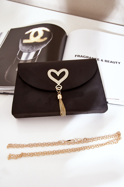 Клатч З Декоративним Серцем Еко Замш Чорний Evilinas