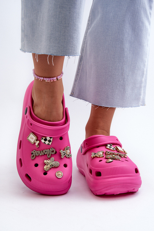 Жіночі легкі поролонові шльопанці на товстій підошві з рожевими вставками кольору фуксії Effiora