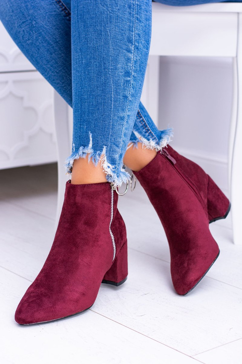 Бордові замшеві черевики на шпильці Jonnes