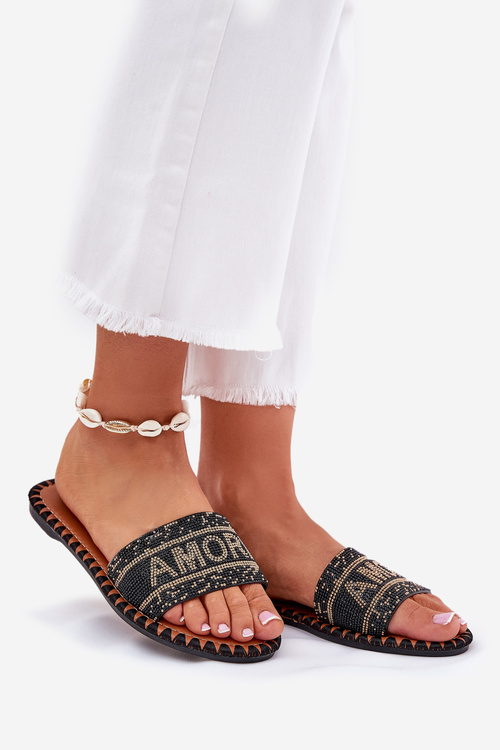 Жіночі Сандалі На Площині З Декором Чорні Dorfedi